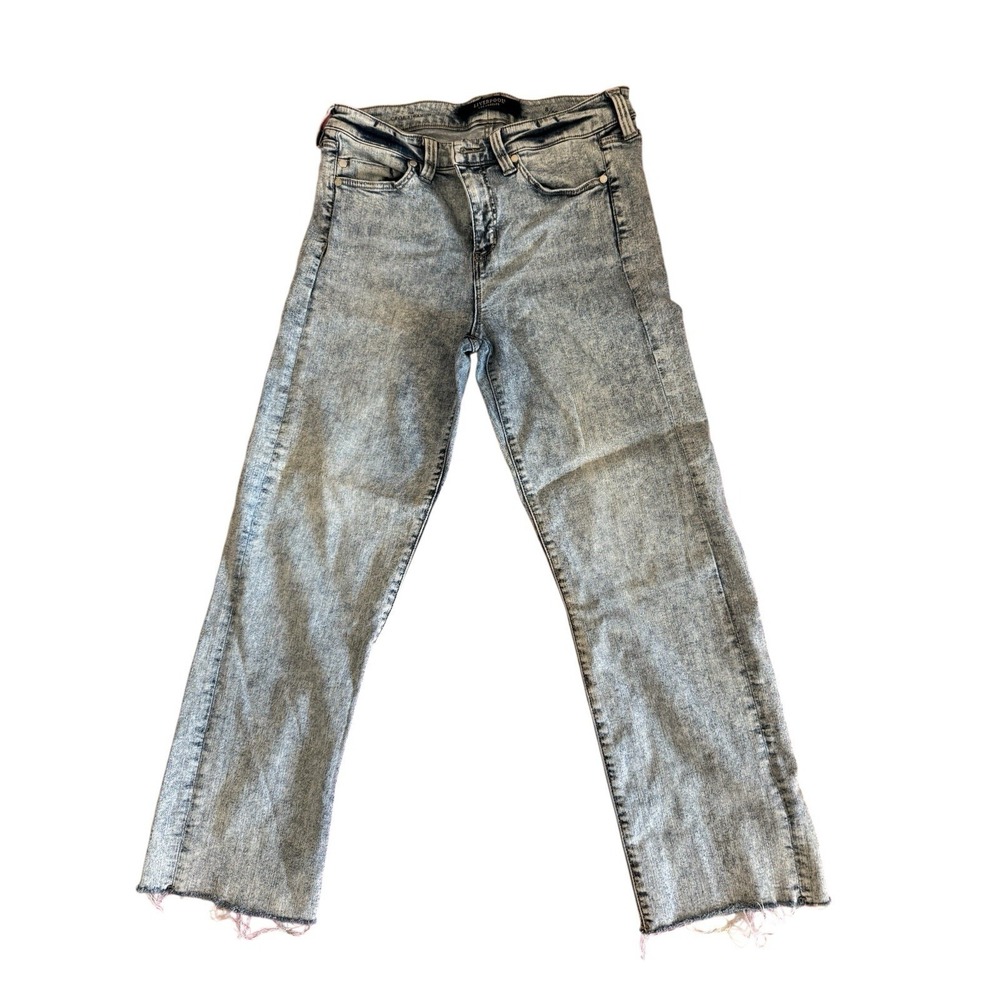 Liverpool Womens Crop Straight Jeans Size 8x25 Acid Wash Mid Rise Newhall